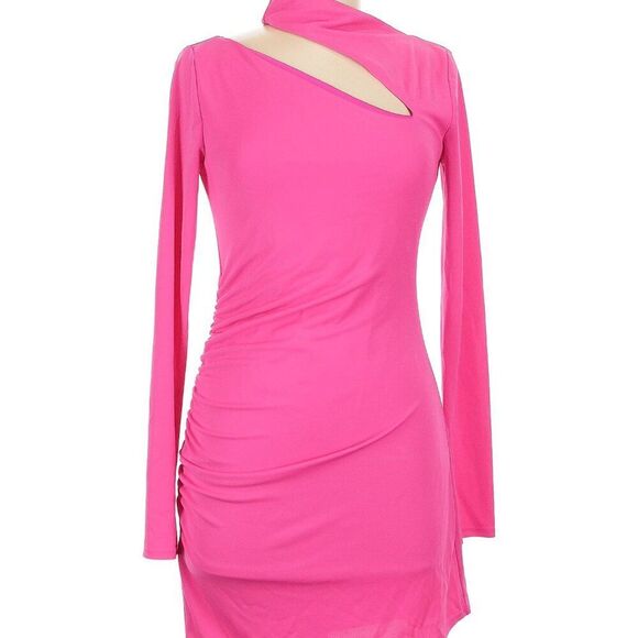 Camila Coelho Imani Mini Long Sleeve Cutout Dress in Fuschia | Size M - Picture 2 of 10